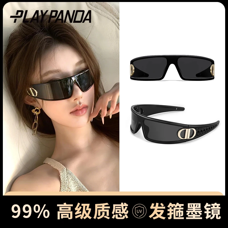 PLAYPANDA2025新款发箍墨镜女高级感拍照凹造型太阳眼镜防紫外线