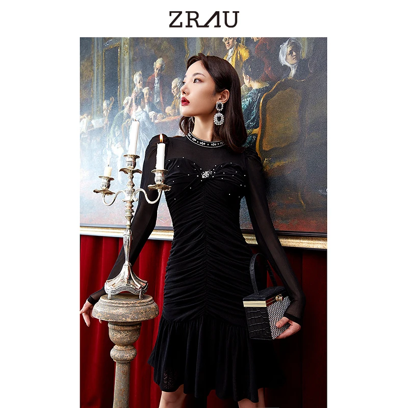 【媛媛女王专享】ZRAU经典优雅鱼尾设计小黑裙91130611292