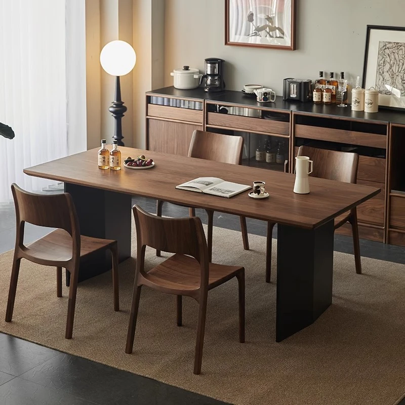 北美黑胡桃木餐桌实木桌子去客厅化餐厅书桌客厅茶桌大板桌工作台