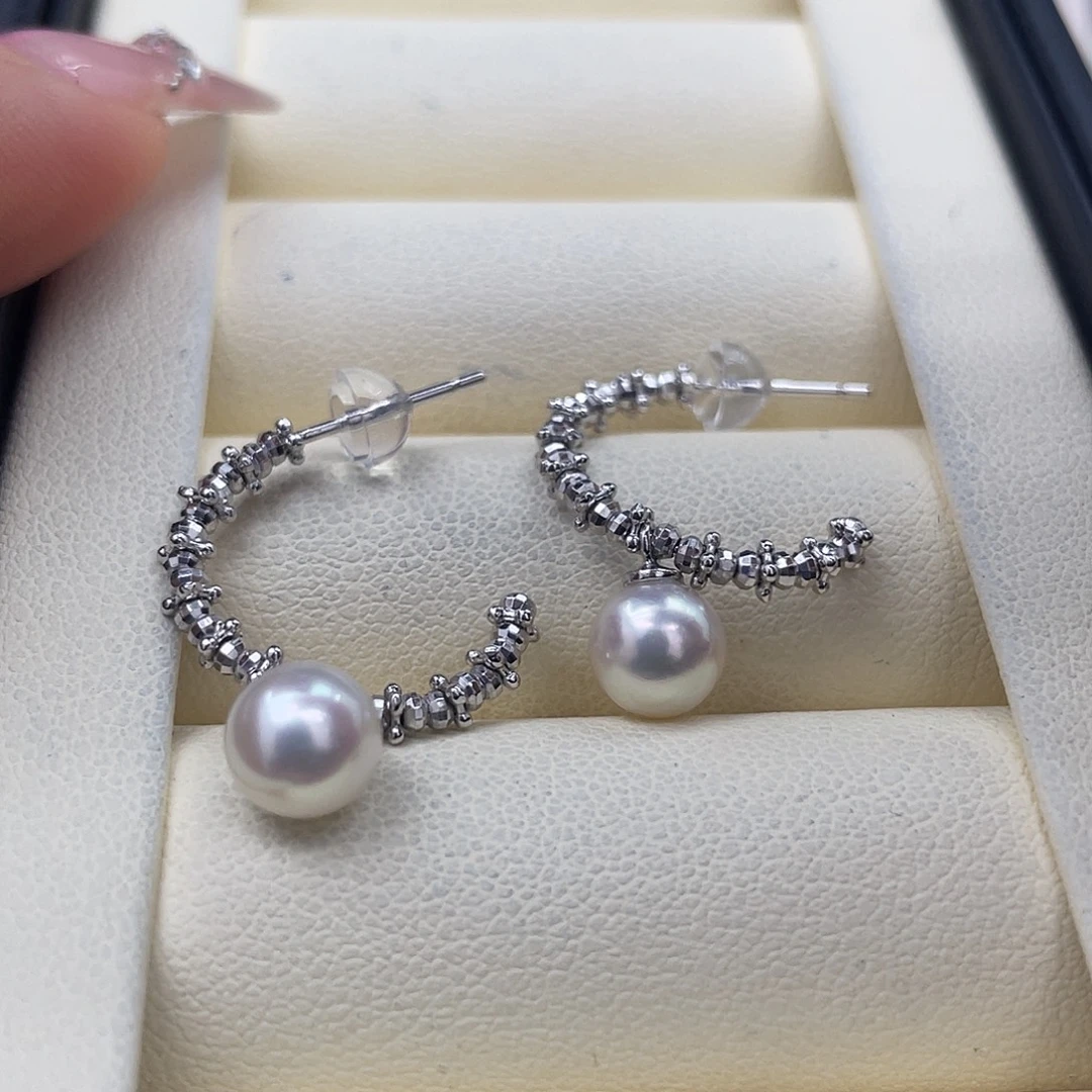 耳饰海水珍珠银S925镶嵌