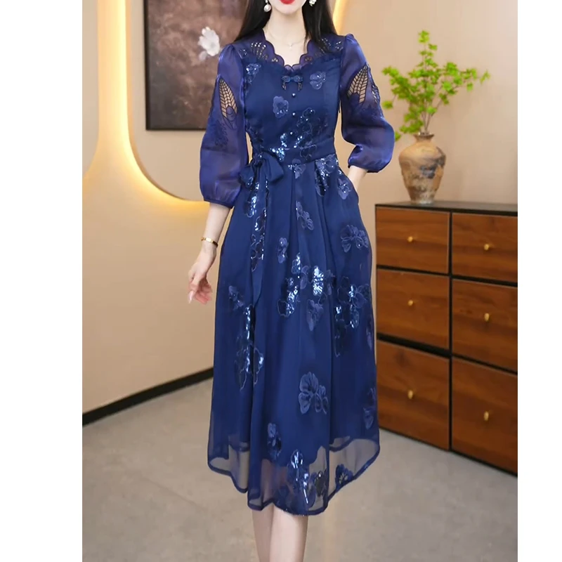 【直播】新中式国风连衣裙2025年新款春季广州十三行爆款长妈妈装