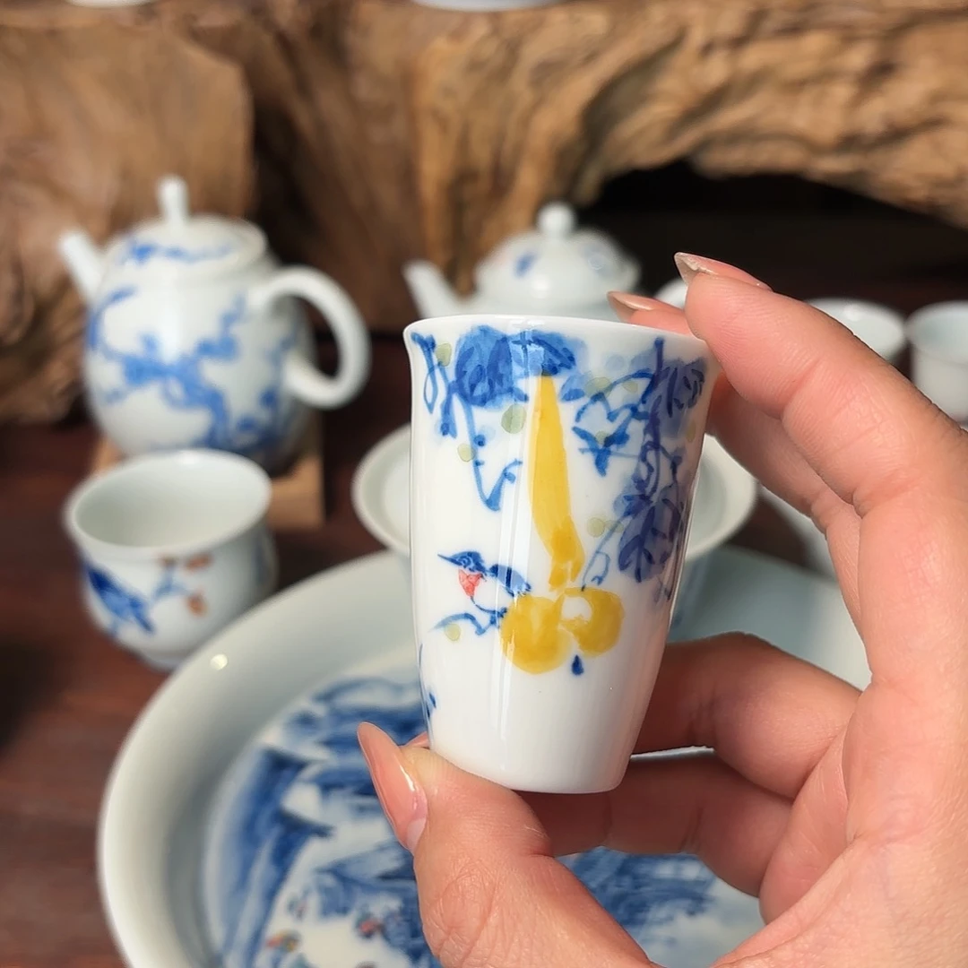 杯火*柴窑青花瓷写意杯