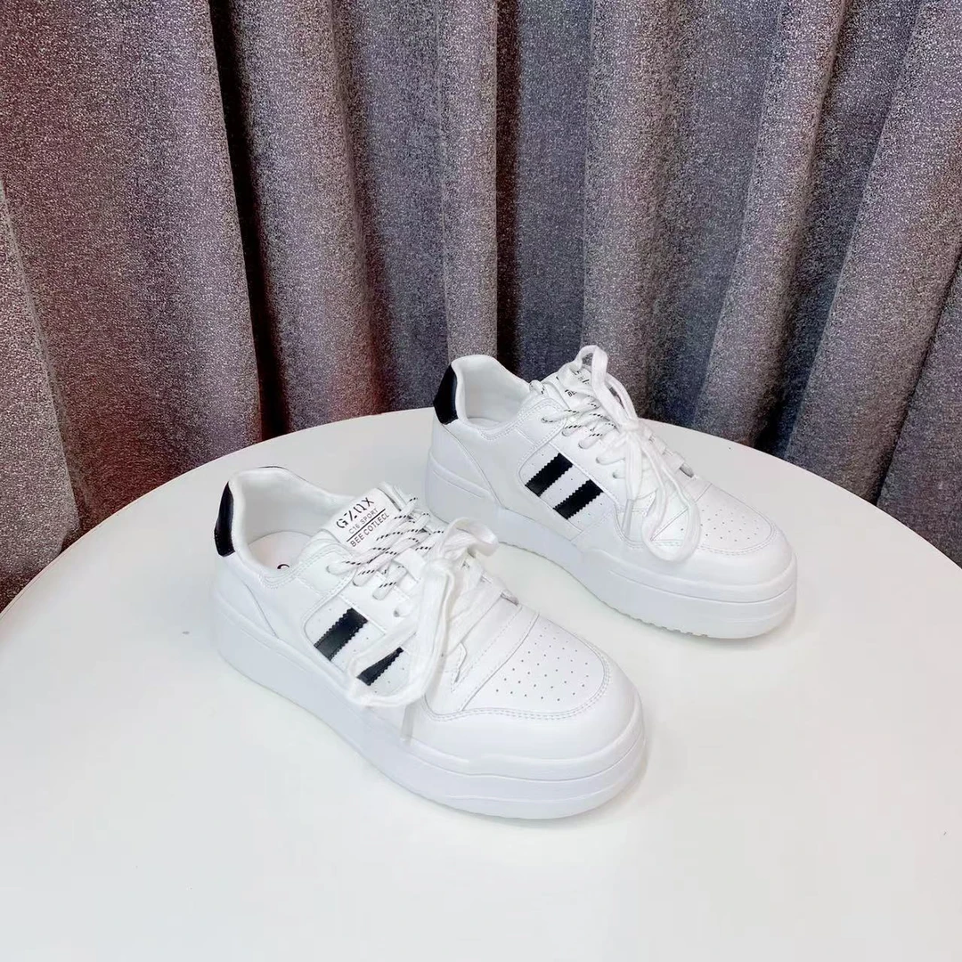C5358 白黑 厚底板鞋女款夏季2025新款小白鞋百搭鞋子