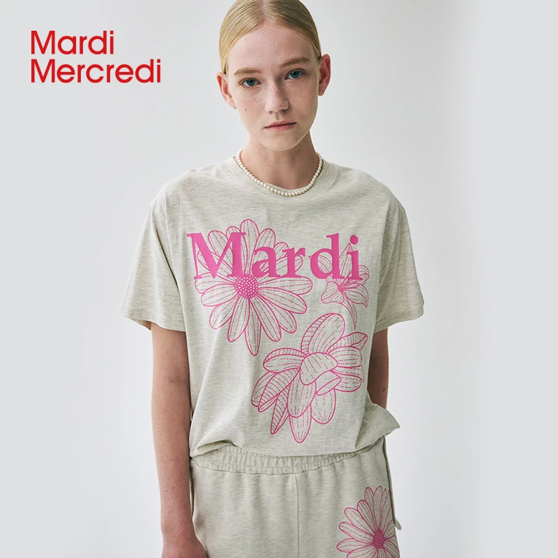 【Mardi Mercredi】多花小雏菊百合三花短袖t恤宽松XG