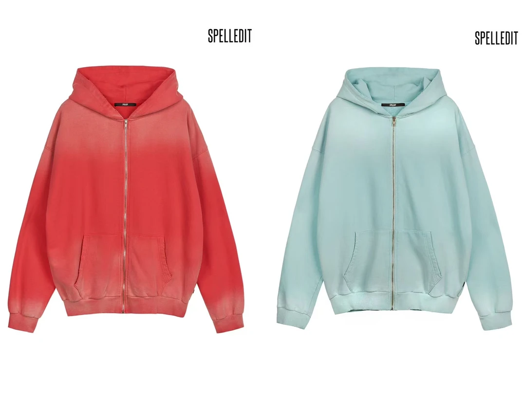 SP25ss 正品无退换 复古水洗拉链卫衣外套 做旧宽松帽衫