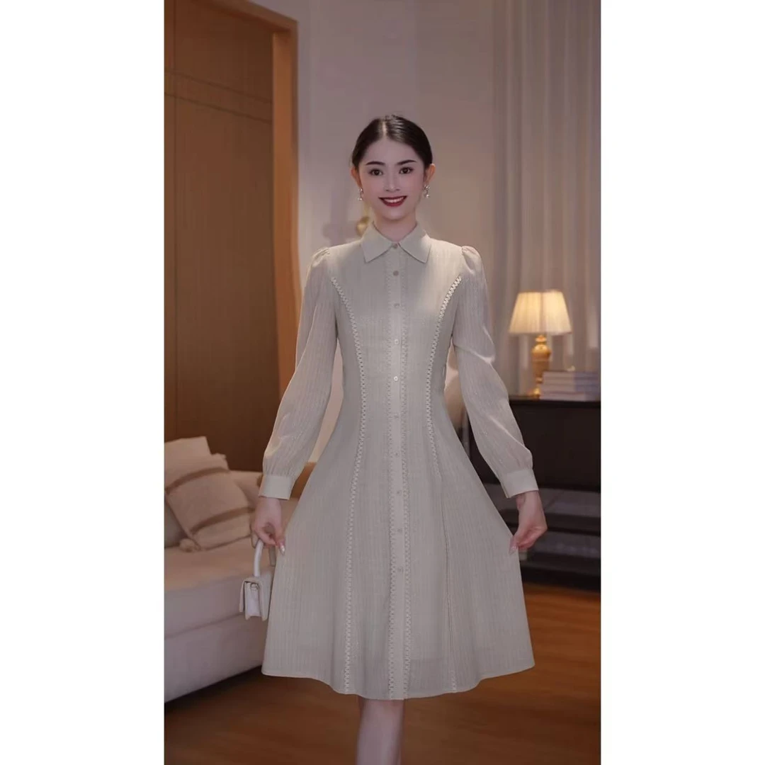 【反季福利款！现货】1113囯内设计师品牌女装长袖收腰连衣裙子