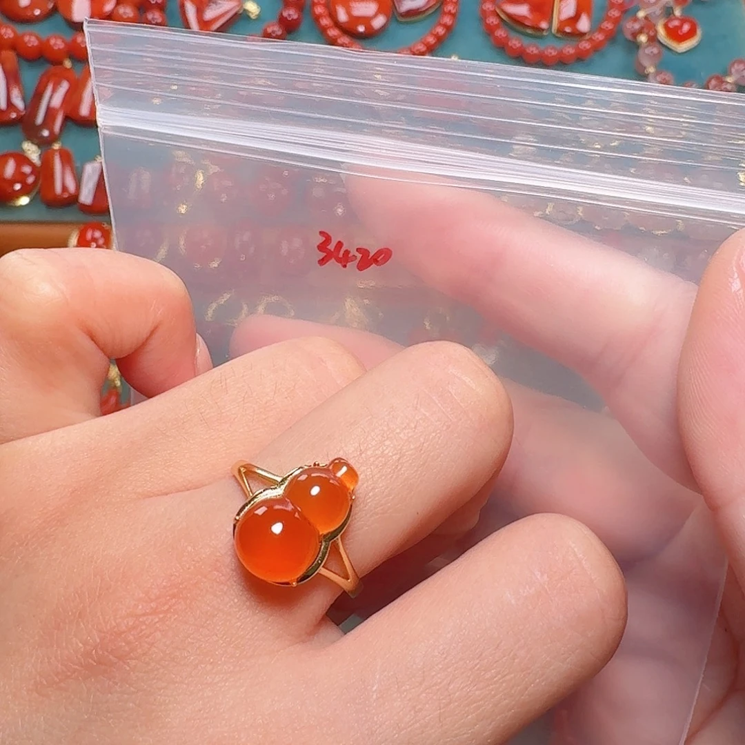 南红玛瑙银S925镶嵌戒指