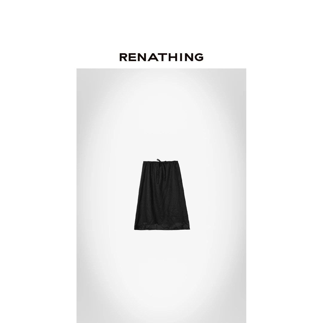【RENATHING】刺绣剪影抽绳半身裙