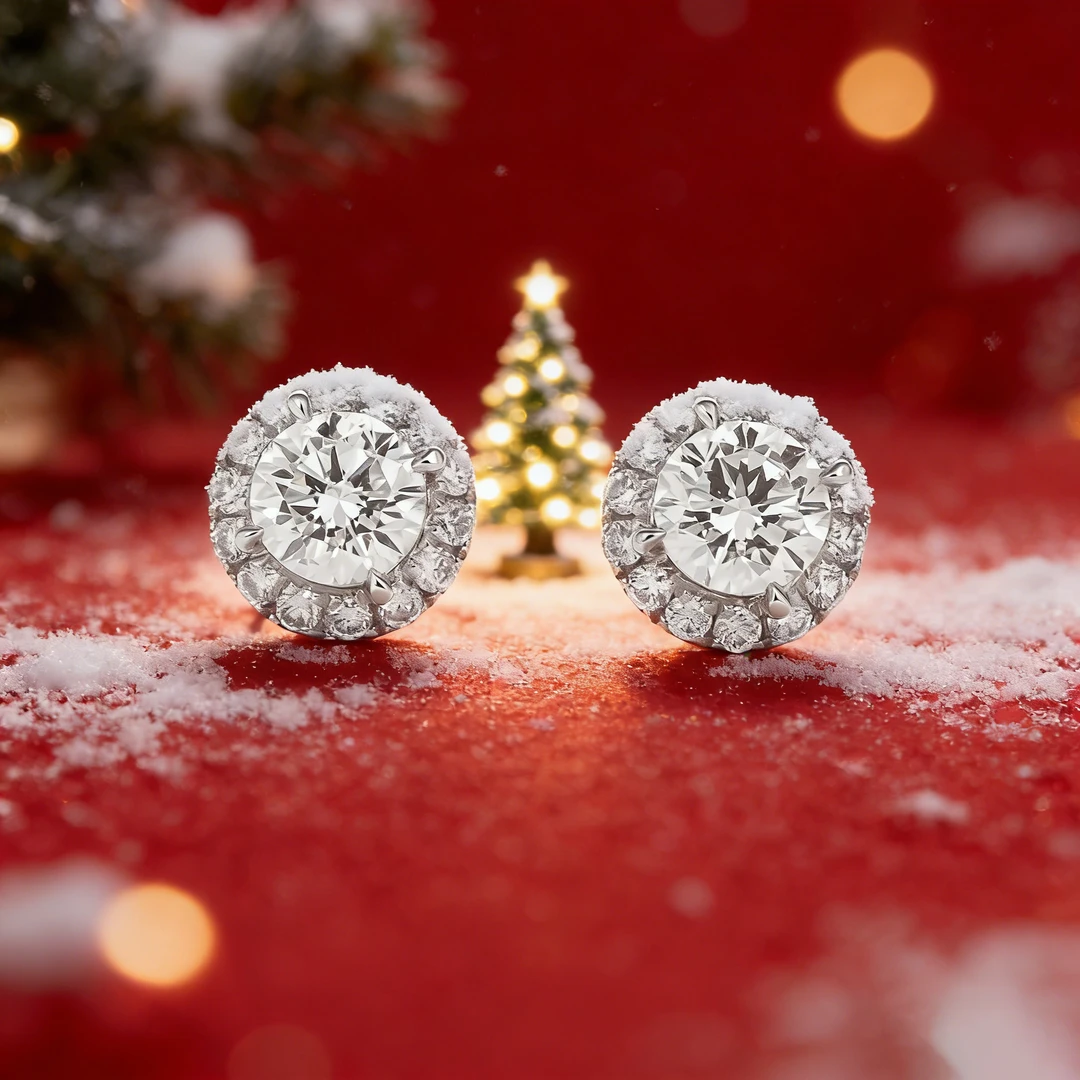 实验室培育钻石50分围镶耳钉【腾腾严选】闪耀钻石耳钉铂金镶嵌