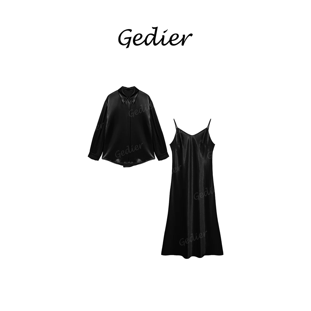 【歌蒂尔Gedier】2025年春季欧若风舒适衬衫+吊带裙套装 DG510555Y