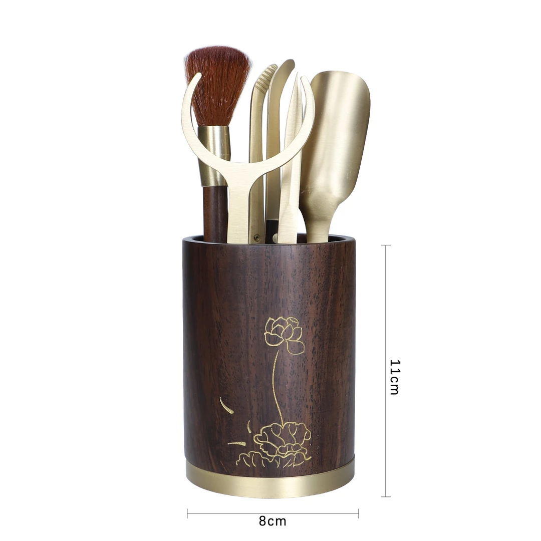 南园黑檀实木功夫茶具配件茶道茶则六君子茶夹茶勺茶刀泡茶工具