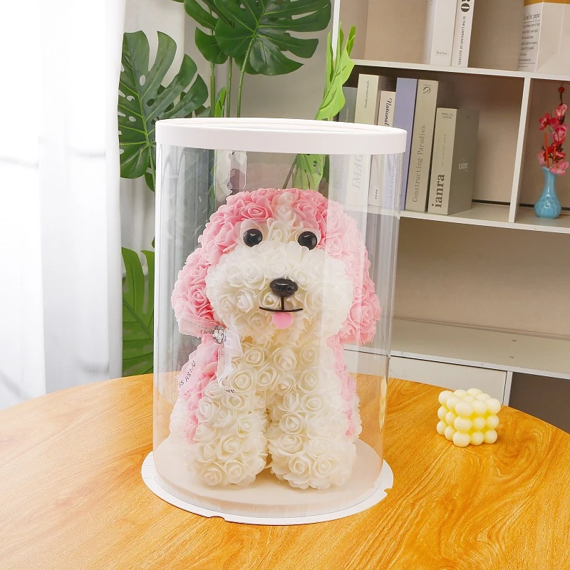 送女生爱情节日生日毕业礼物礼盒永生花小狗宠物玫瑰花哈巴狗