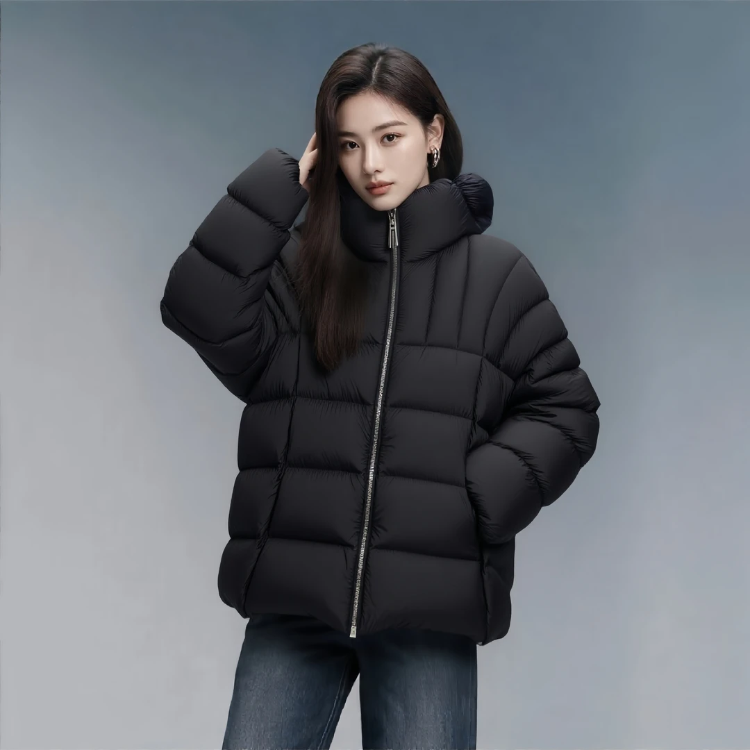 【千颂妮推荐】双面穿羽绒服花苞领90鹅绒休闲百搭保暖外套YS-19055
