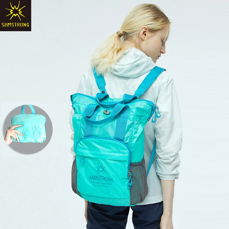 杉木山装喜鹊轻薄可折叠背包女运动风双肩包百搭大容量旅行时尚潮