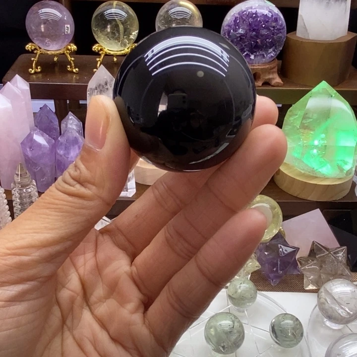 摆件水晶未镶嵌天然银曜石球42.7mm