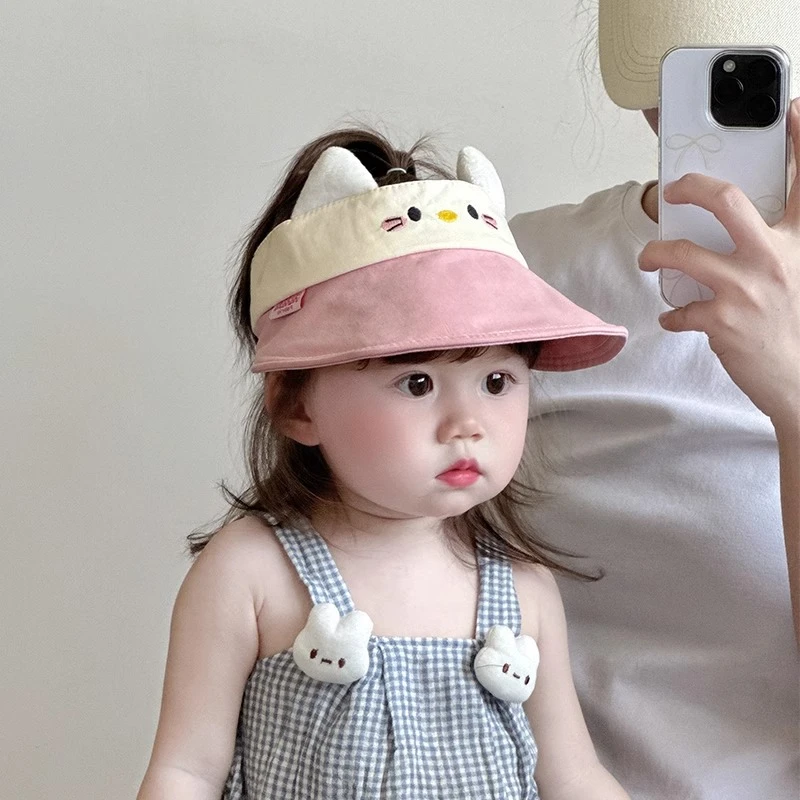 宝宝帽子春夏透气空顶帽可爱卡通婴幼儿出游大檐防晒帽儿童遮阳帽