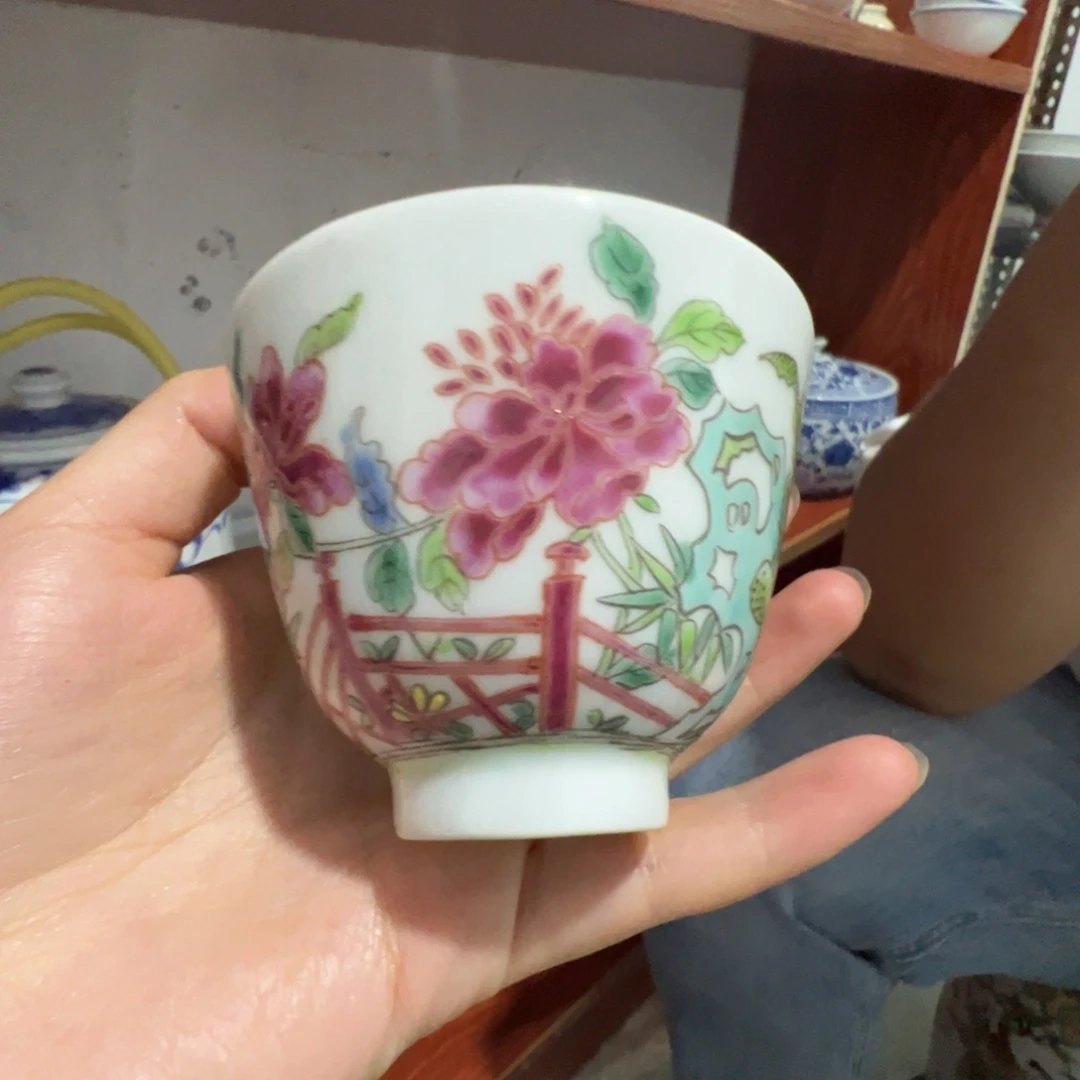 瓷片景德镇陶瓷花卉主人杯一个