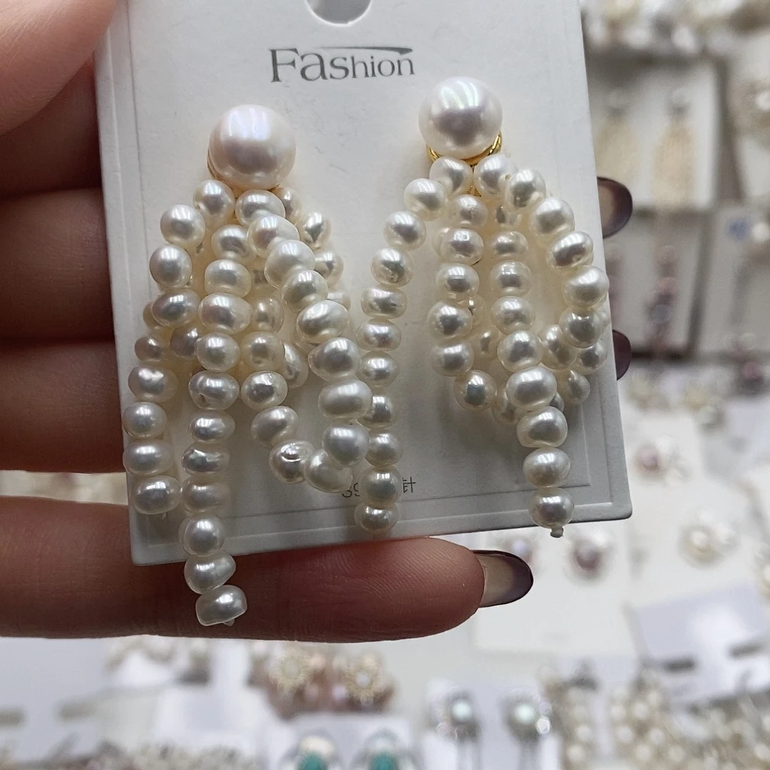 银S925镶嵌耳饰淡水珍珠