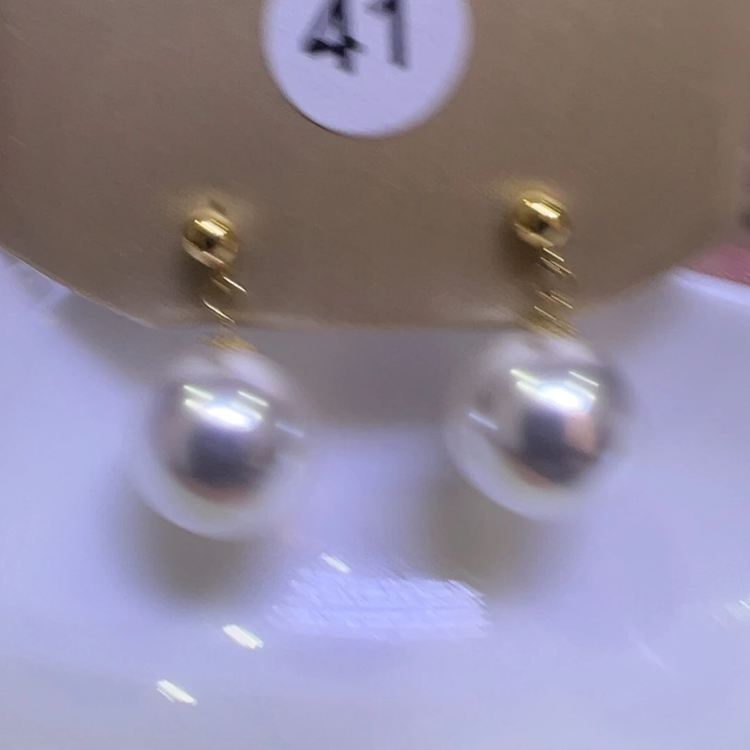 淡水珍珠耳饰18K金镶嵌