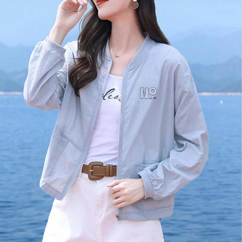 韩版时尚轻薄透气防晒衣女2025年夏季新款户外宽松防晒服短款外套