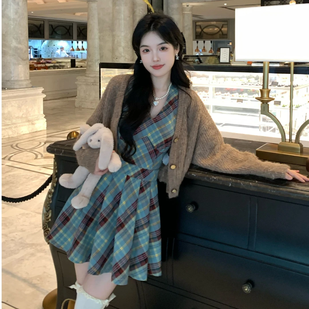 Blovelan圣马丁学院 甜美复古纯色针织开衫秋款