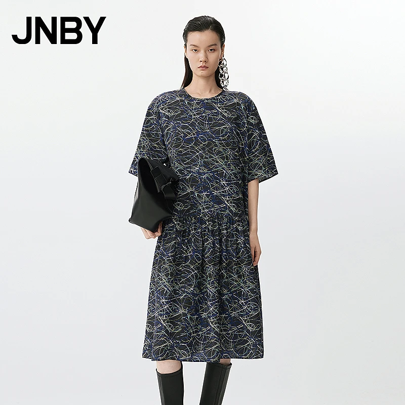 【商场同款新品】JNBY/江南布衣25春连衣裙圆领A型短袖5P3G15170