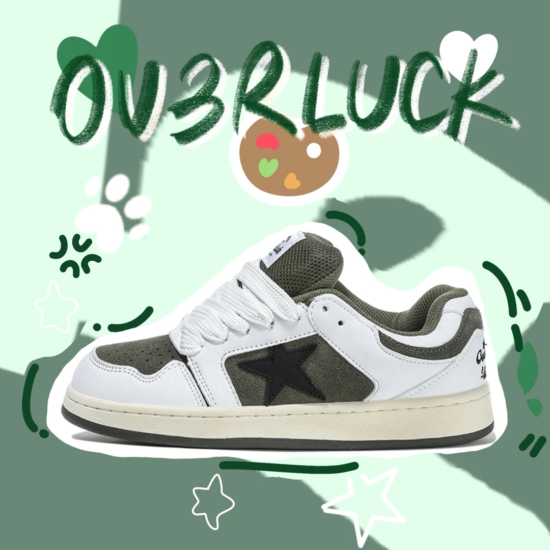 OVERLUCK原创四季学生情侣时尚百搭拼色透气增高经典低帮星星鞋