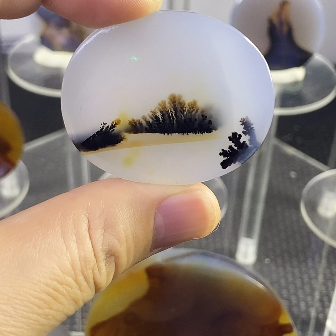 合成碳硅石非金属时尚图纹画面石饰品