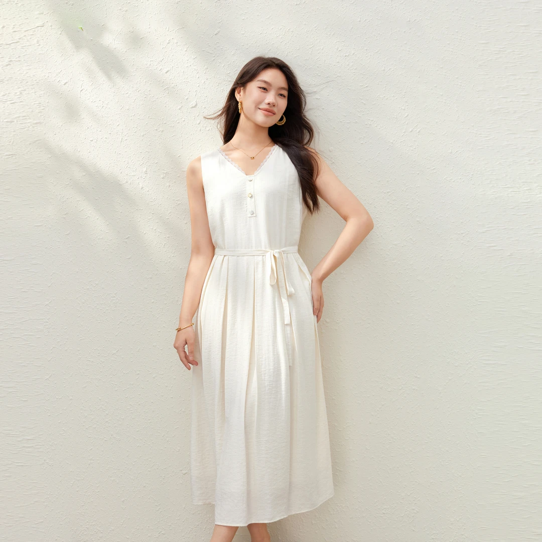 【温柔时尚休闲连衣裙】纤莉秀大码女装法式优雅显瘦连衣裙QK2409