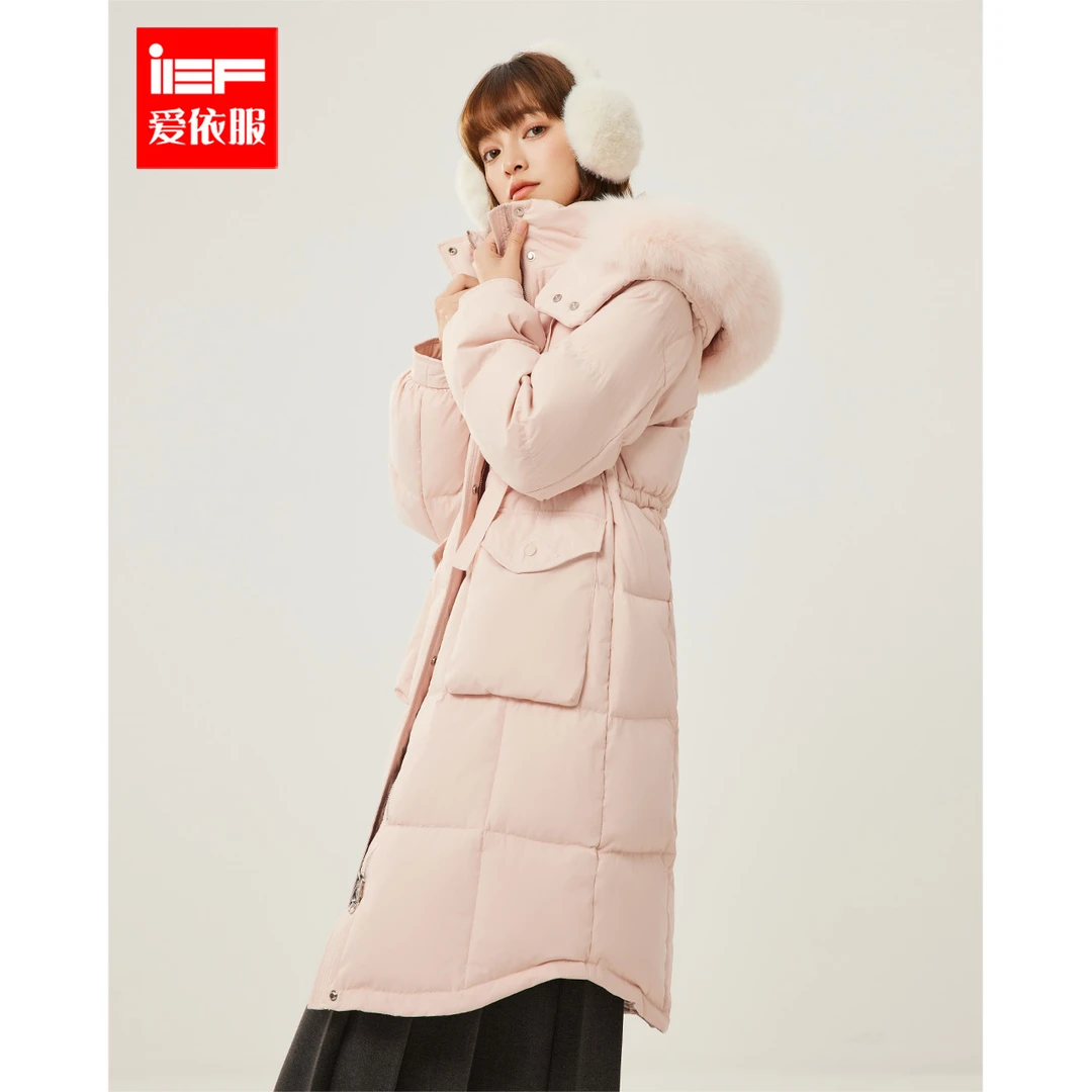 IEF/爱依服2025冬季新款法式甜美淑女气质保暖白鸭绒羽绒中长外套