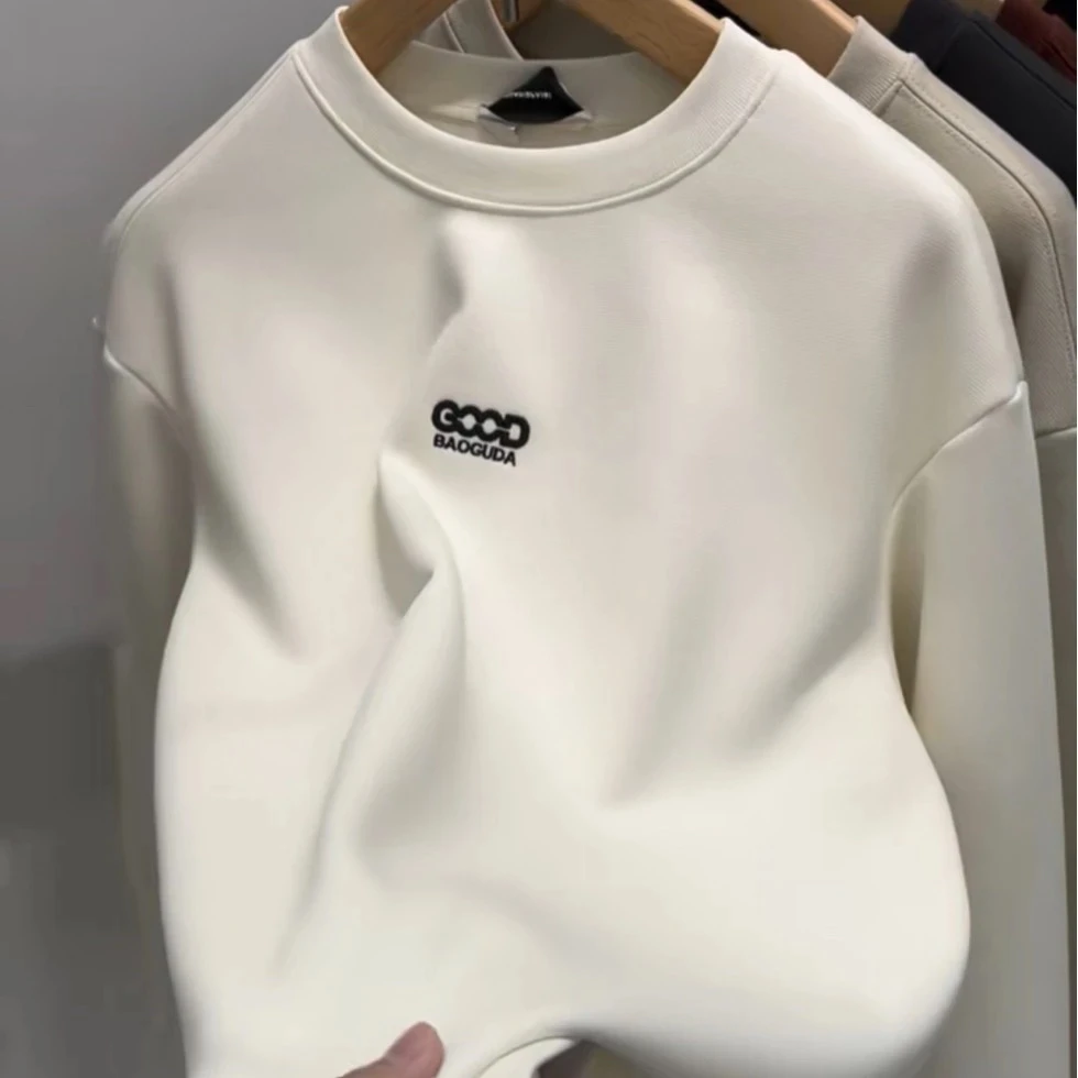 k003男士加绒卫衣奶白色