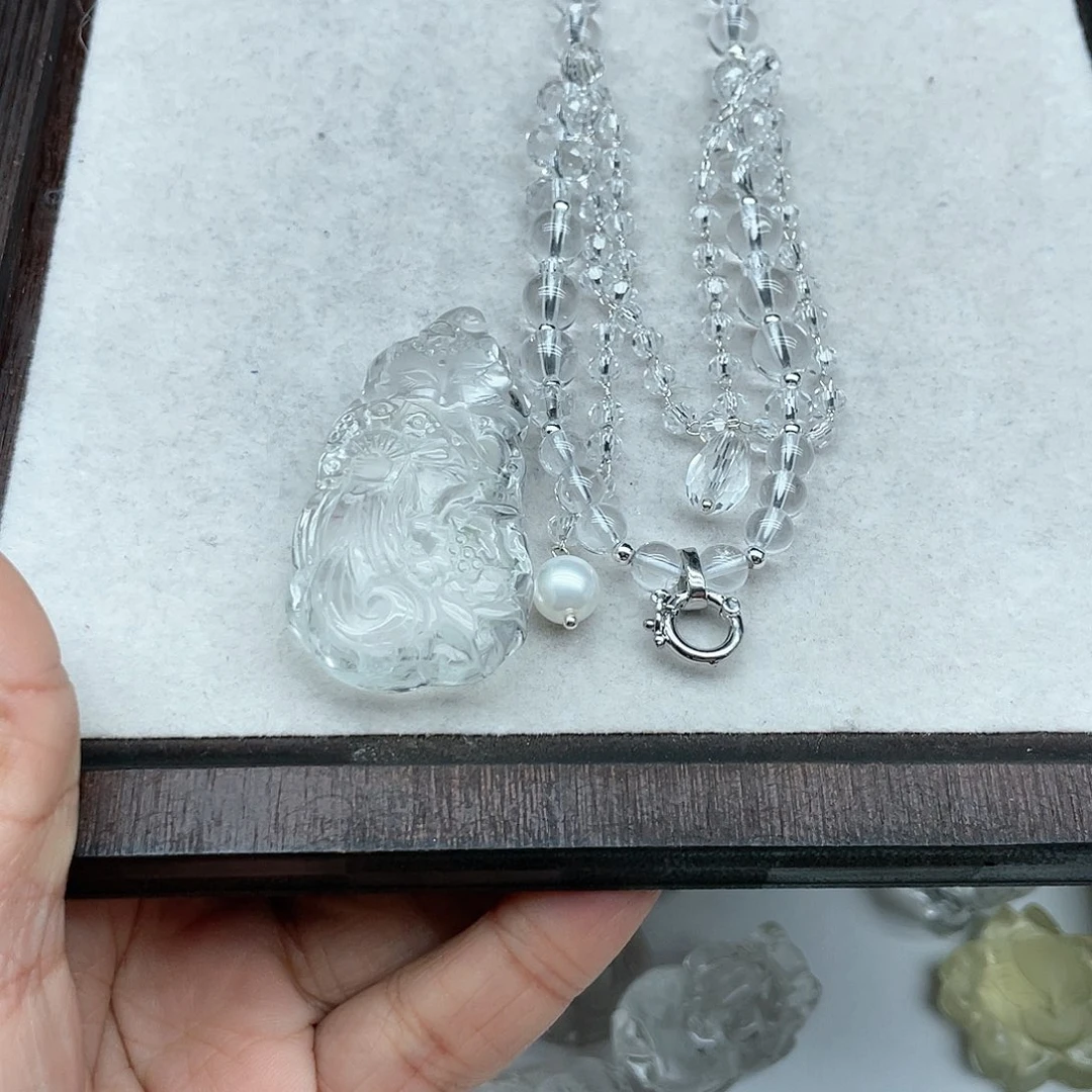 水晶吊坠(不含链)未镶嵌桃**熊