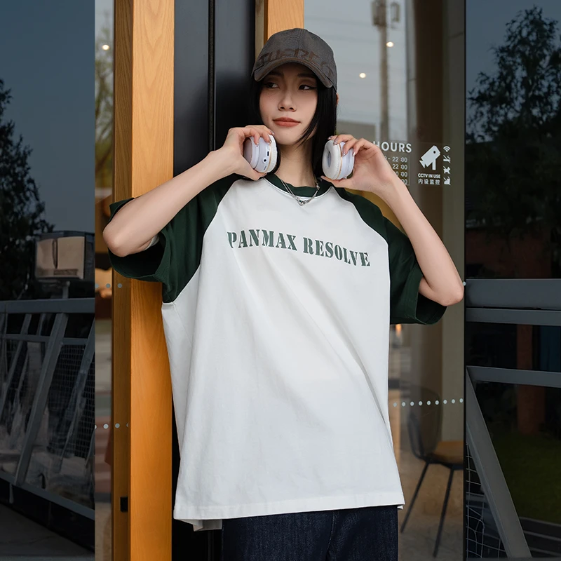 PANMAX/潘·麦克斯男士大码运动休闲情侣夏季宽松圆领插肩袖短袖T