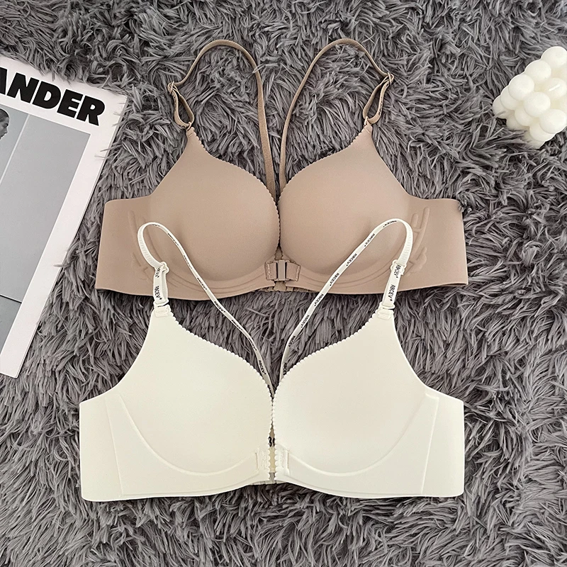 前扣美背内衣女小胸聚拢显大无钢圈上托防下收副乳无痕文胸 丹