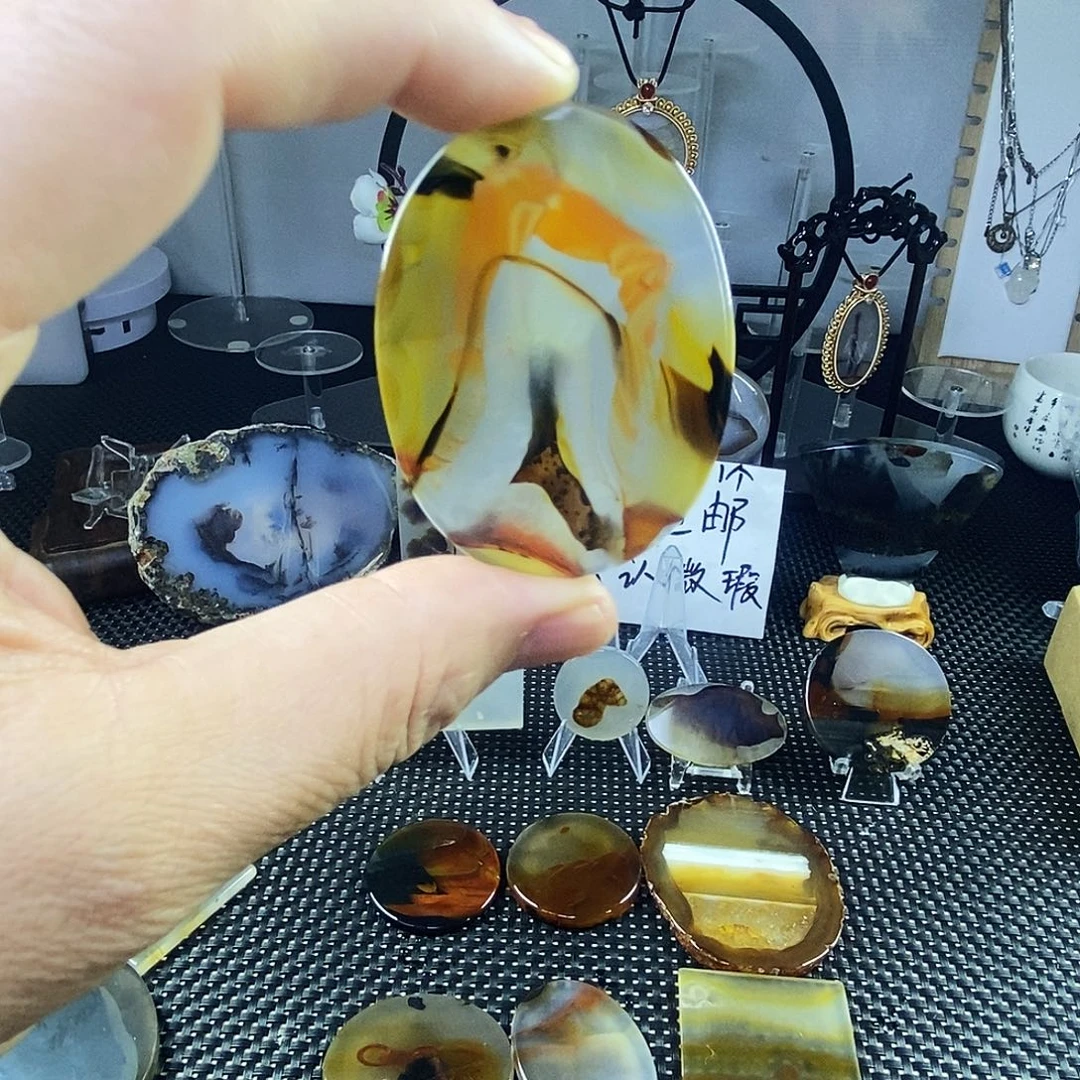合成碳硅石非金属时尚图纹画面石饰品