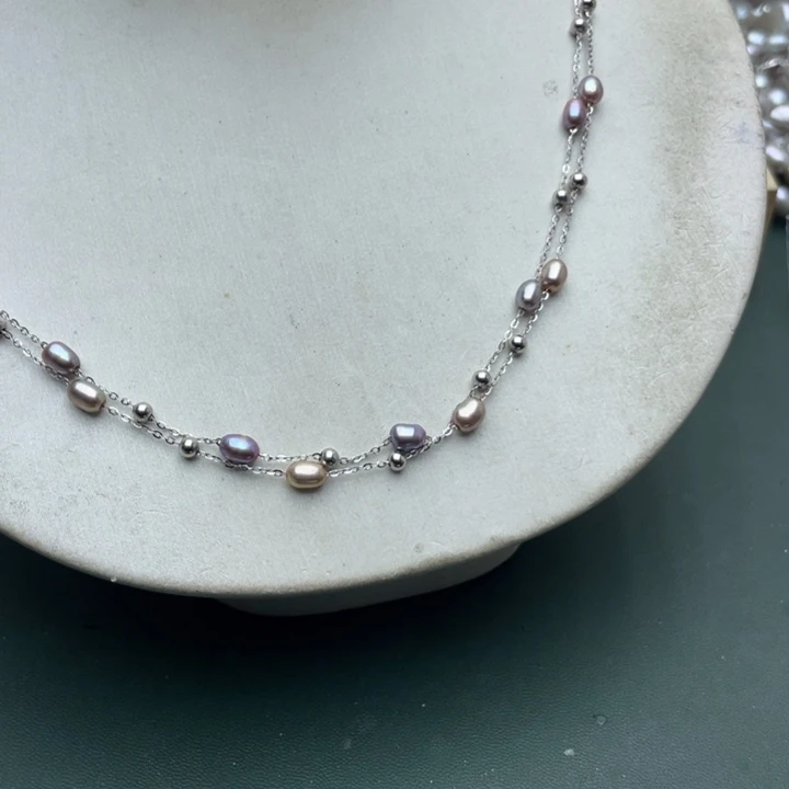 淡水珍珠项链银S925镶嵌