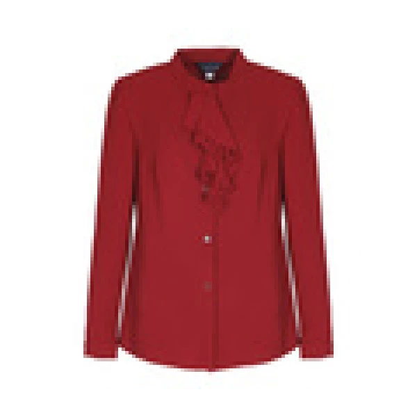 红色荡领修身衬衫休闲长袖气质百搭中式衬衣LC23114J