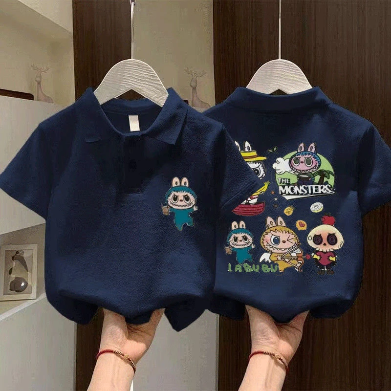 儿童韩系纯棉短袖T恤男童女童宝宝可爱圆领百搭拼色打底卡通上衣t