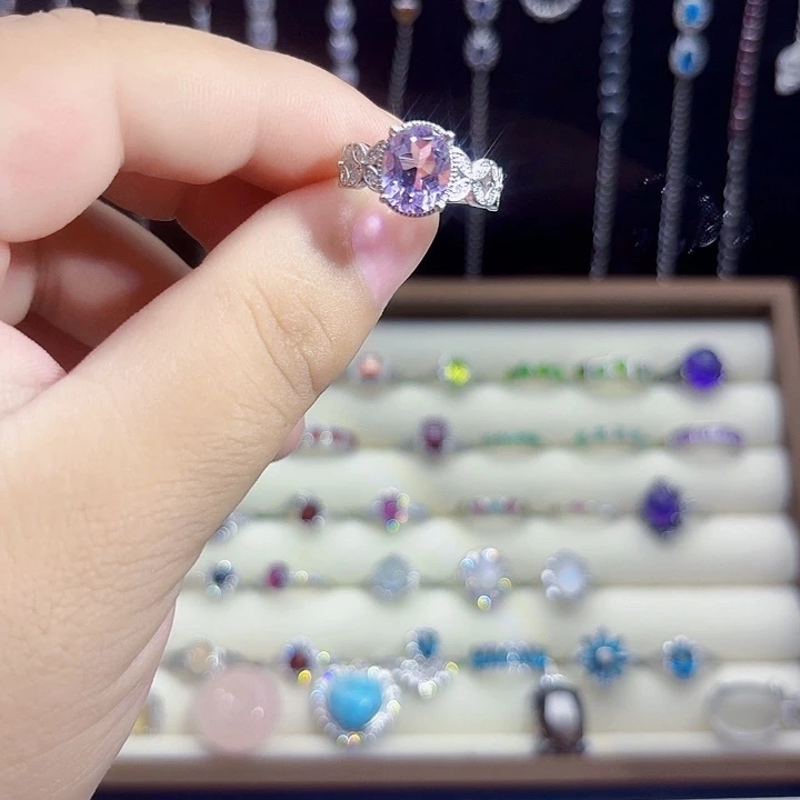 银S925镶嵌戒指紫晶