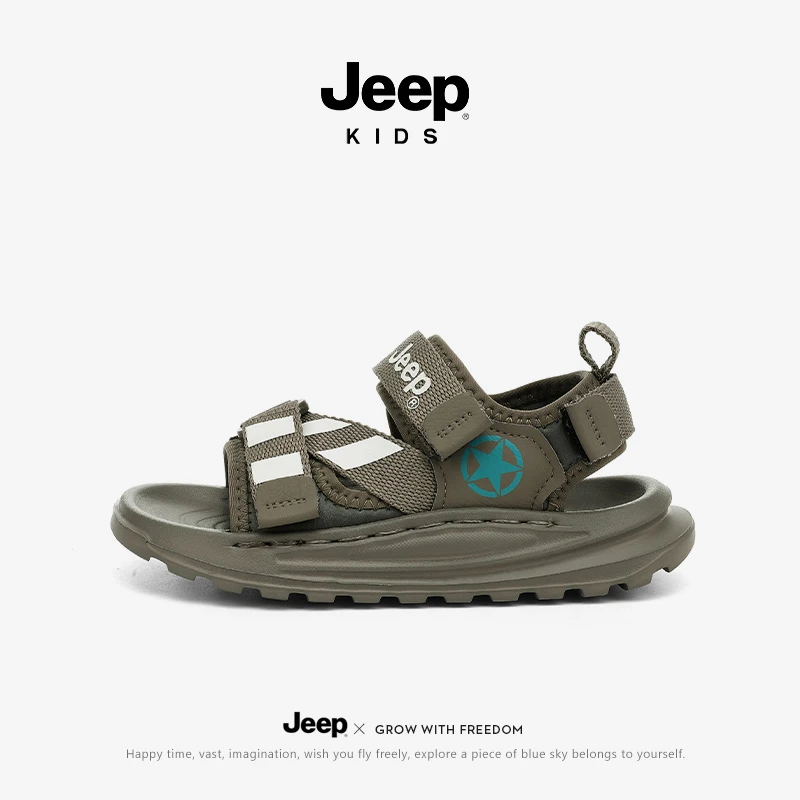 jeep儿童凉鞋男童2025新款夏季外穿软底沙滩运动鞋女童户外凉拖鞋