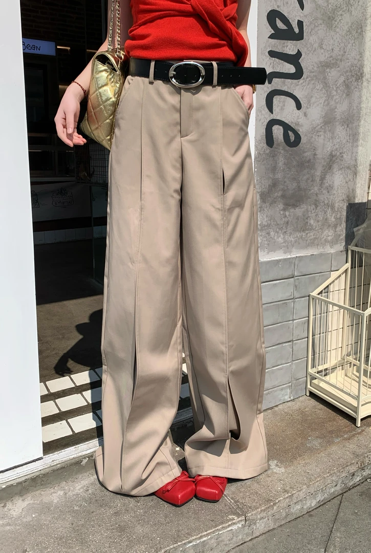 SISTER姐妹家【气质简约休闲裤】春季设计感时尚宽松显瘦褶皱西装裤