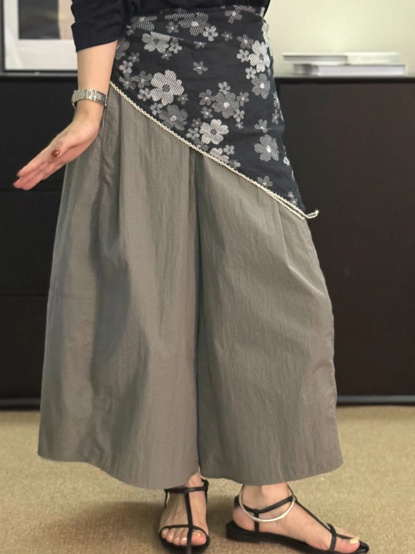 【Z Z.H】定制款松紧腰系带百搭宽松休闲阔腿大筒八分裤