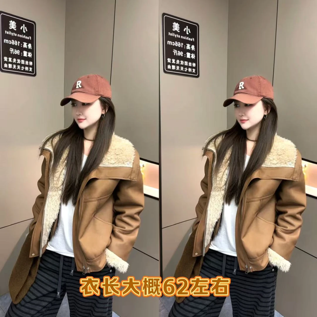 （少许浮毛介意慎拍）冬季翻领绒里水洗皮毛外套