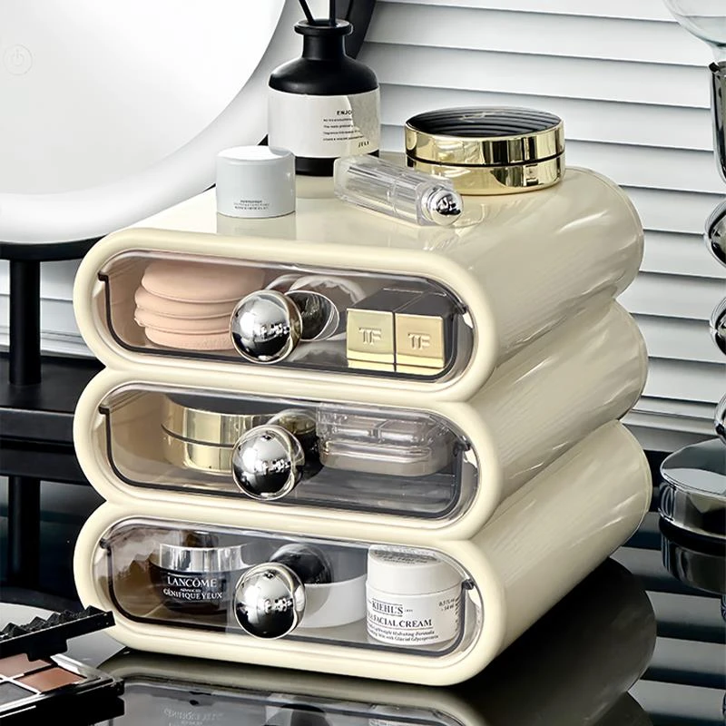 高级感化妆品收纳盒桌面梳妆香水口红抽屉式置物架护肤品整理盒子