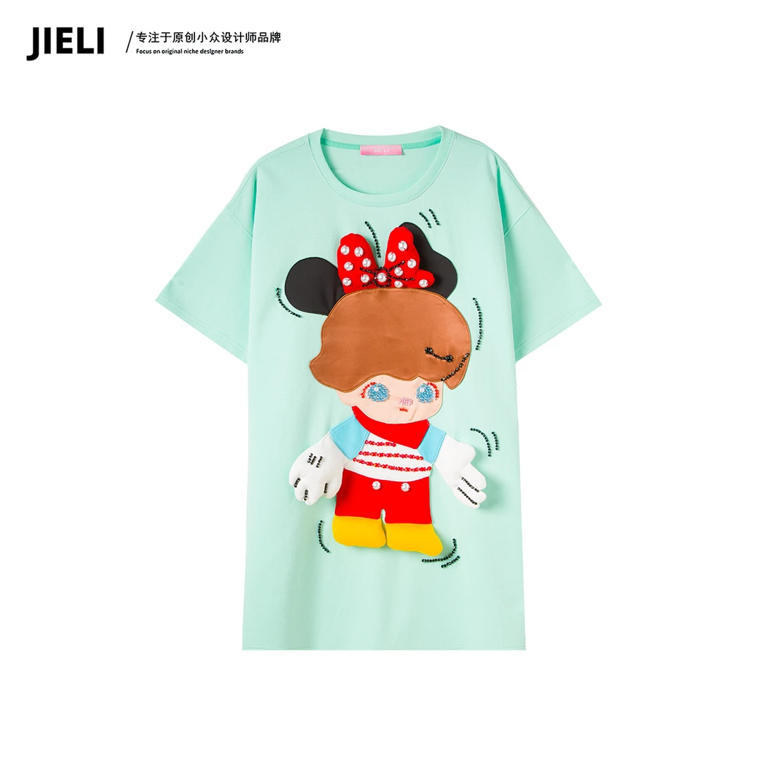 JIE LI/街力设计感小众减龄百搭短袖T恤女T8218
