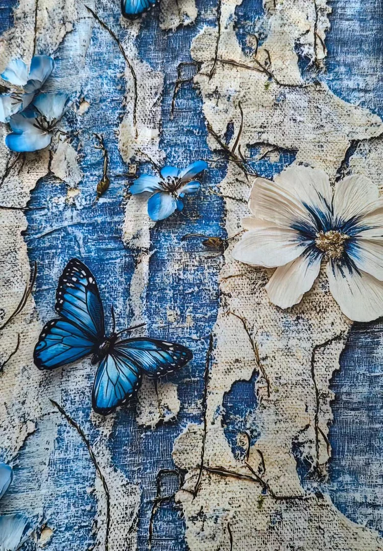 重磅棉绸.5D立体蝴蝶飞.春夏连衣裙旗袍面料凉快透气