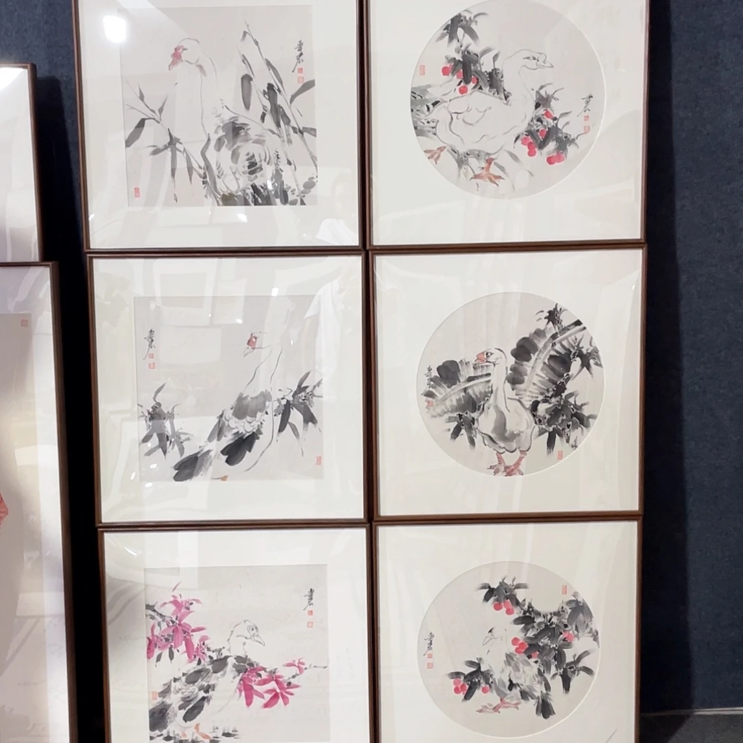 国画手绘画作品带框