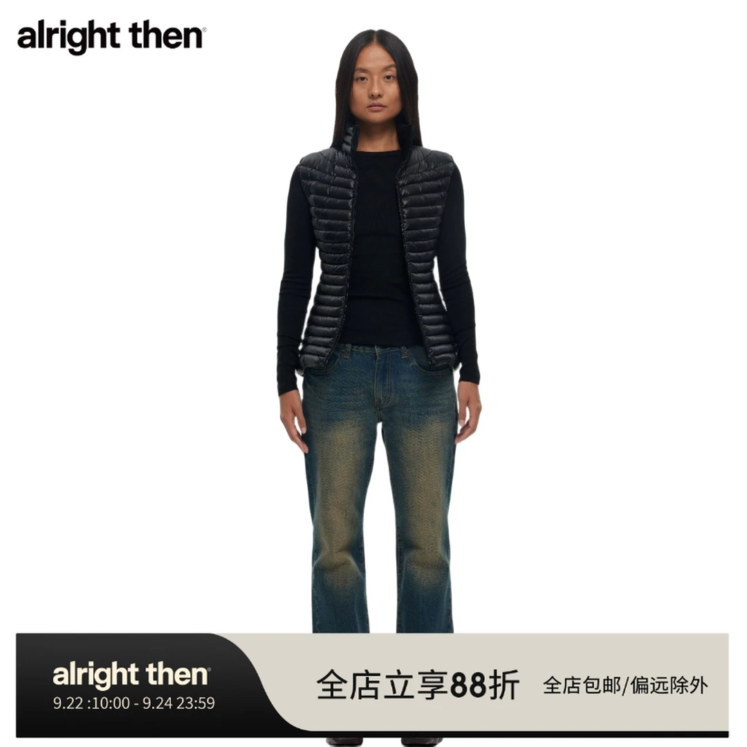 alright then高领经典欧美沙漏型修身轻便保暖羽绒黑色马甲背心