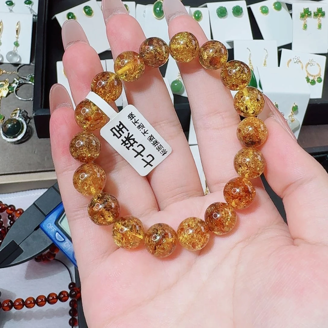 未镶嵌琥珀（花珀）手链卡11手串