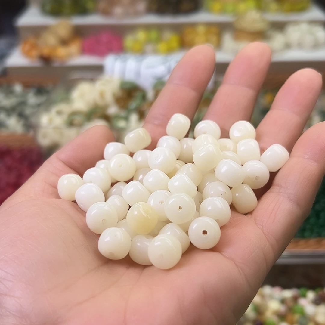 菩提根/象牙果手串微瑕10奶白桶200颗